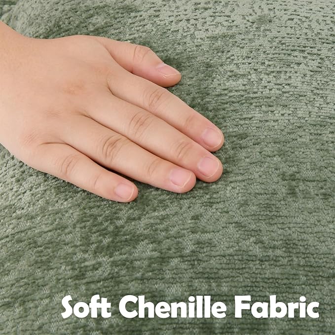 Pack of 2 Sage Green Christmas Decorative Throw Pillow Covers 18x18 Cozy Soft Chenille Accent Vintage Square Couch Pillow Covers for Home Decor Bed Sofa Living Room