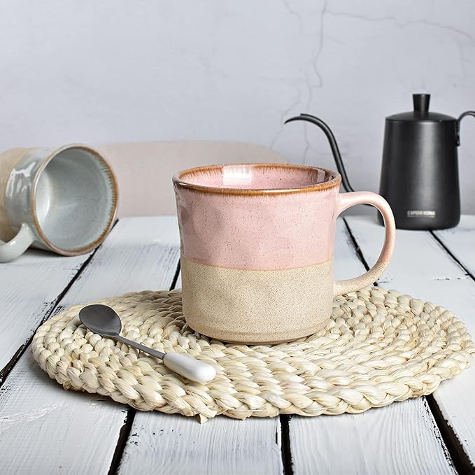 Bosmarlin Large Ceramic Coffee Mug, Pink Big Tea Cup for Office and Home, 18 Oz, Dishwasher and Microwave Safe, 1 PCS (Pink, 1)