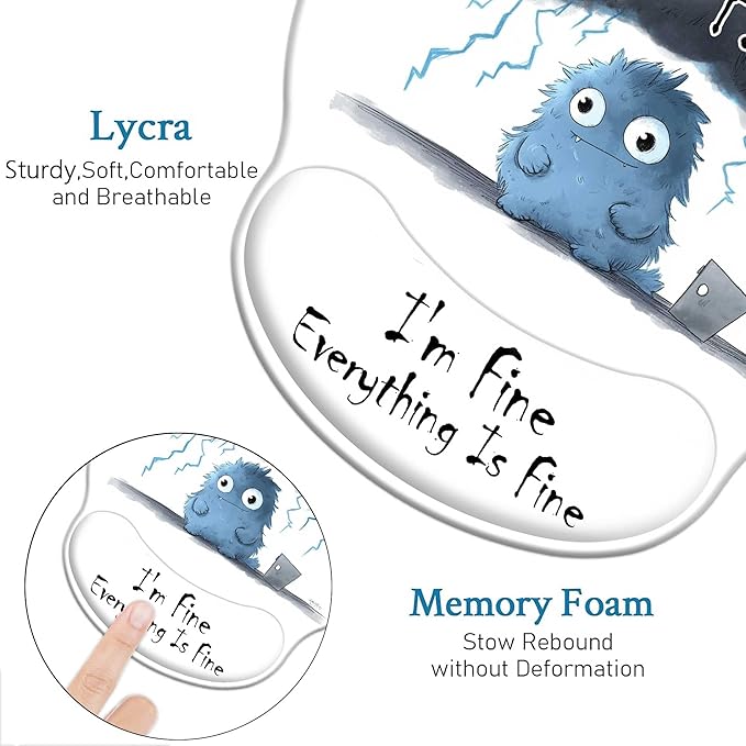 Cute Ergonomic Mouse Pad with Wrist Rest, Gaming Mouse Pad with Wrist Support, Funny Mouse Pads for Desk, Computer Mousepad with Non-Slip Pain Relief PU Base, Cute Office Desk Accessories