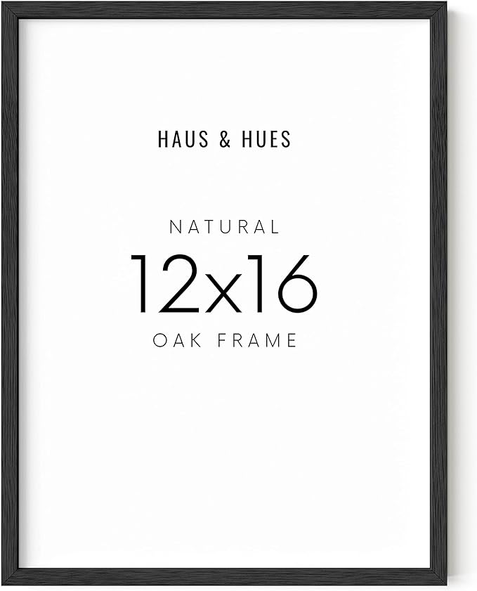 HAUS AND HUES 12x16 Black Oak Frame - Wooden Poster Display, Minimalist Wall Holder