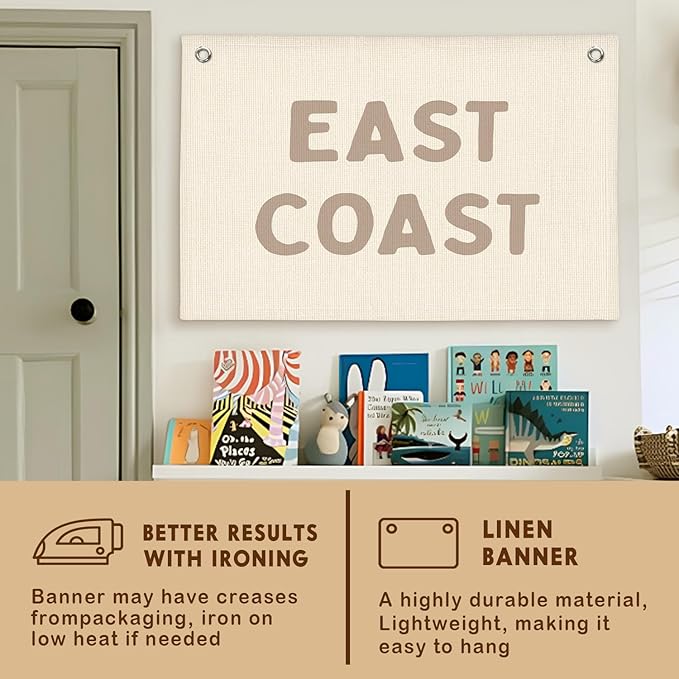 Lacama Coastal Nursery Boho Room Decor,Vintage East Coast wall art Banner, Coastal Cowgirl Wall Art Aesthetic Trendy Wall Art Dorm Decor For College Girls Canvas Banner 30x20 Inch