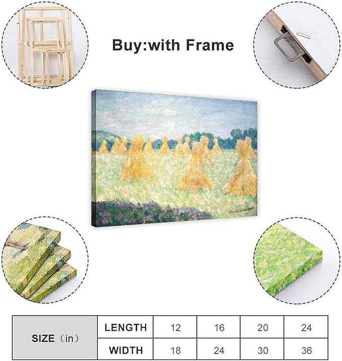 CFIOZYOS 40+ Monet Famous Print Posters The Young Ladies of Giverny, Sun Effect by Claude Monet Impressionism Poster for Teen Boys Room Wall Art Canvas Painting Print Frame 24×36inch(60×90cm)