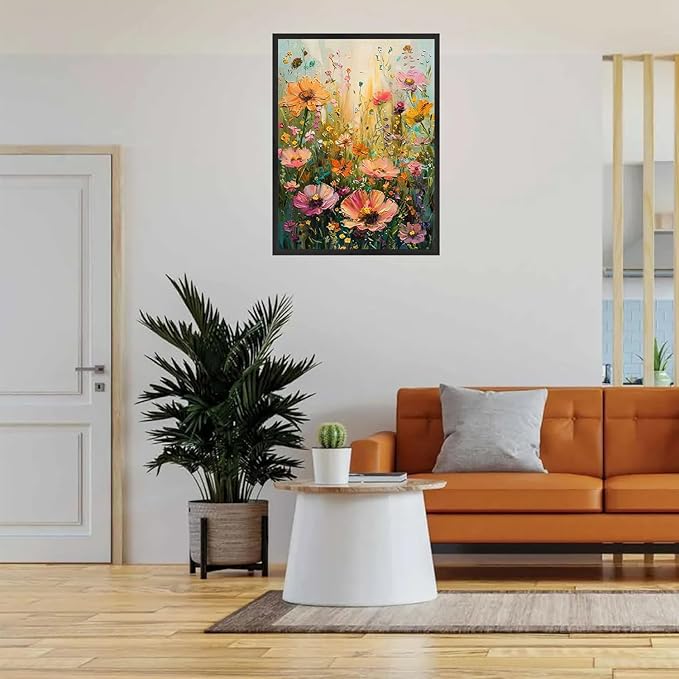NWQZBYHT 5D Diamond Painting Kits for Adults,Wild Flowers Diamond Art Kits for Adults,Round Full Drill Diamond Dots DIY Flowers Gem Painting kits for Beginner Picture Crafts Home Wall Decor 12x16 Inch