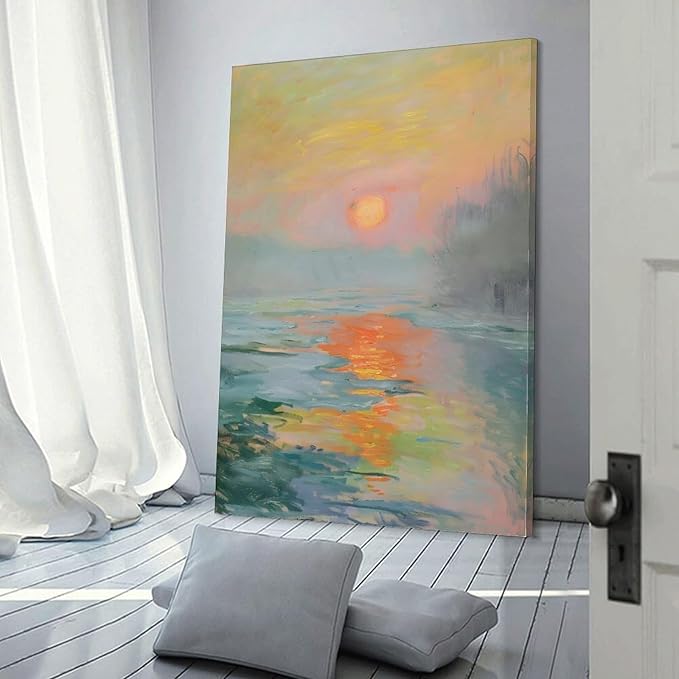 Vintage Canvas Wall Art Monet Impressionist Oil Painting Print Sunrise Living Room Decor_upscayl_4x_realesrgan-x4plus Art Poster Canvas Painting Decor Wall Print Photo Gifts Home Modern Decorative Pos