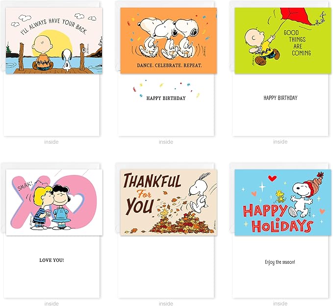 American Greetings 30-Count All Occasions Peanuts Card Pack with Keepsake Box and Envelopes