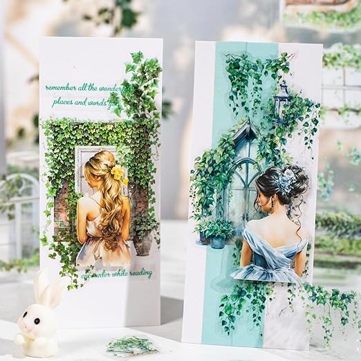Vine Window Pre-Cut PET Tape Set, 6 Rolls Nature-Inspired Floral Scrapbooking Supplies for Journaling, DIY Crafts, and Junk Journal