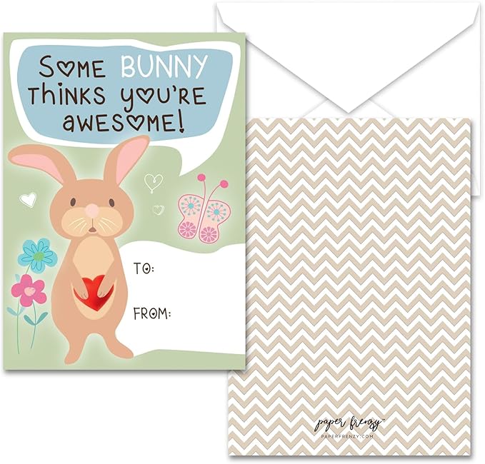 Paper Frenzy Woodland Animals Themed Valentines - 25 pack WITH ENVELOPES