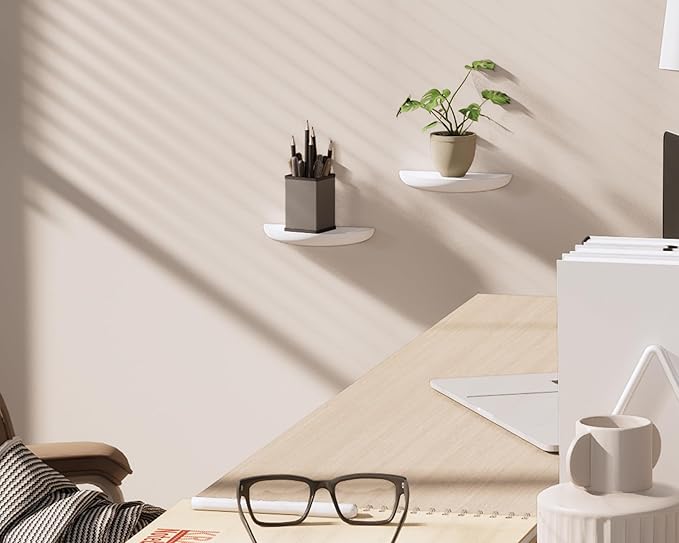 Solid Wood Half Round Floating Wall Shelves | Elegant Floating Shelves, Elevate Your Space. Perfect for Living Rooms, Bathrooms, Bedrooms, Offices, Children's Rooms