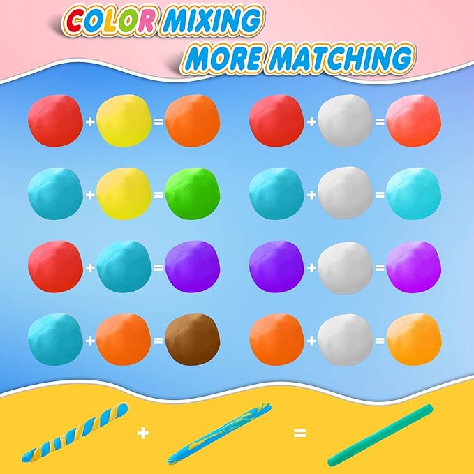 Air Dry Clay 64 Colors, Modeling Clay for Kids, DIY Molding Magic Clay, Gift for Kids