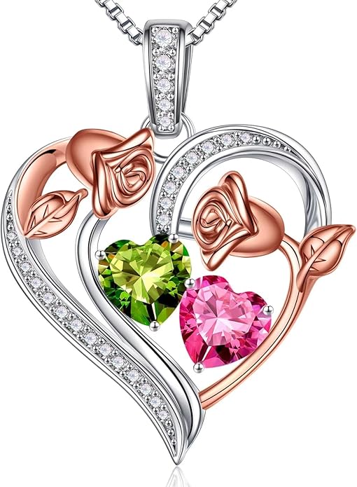 Iefil Christmas Gifts for Women Wife - 925 Sterling Silver Rose Heart Necklace, Stocking Stuffers for Women, Anniversary Birthday Gifts for Wife Girlfriend Mom