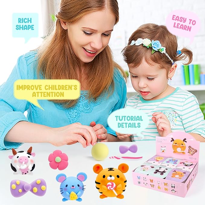 Air Dry Clay Kits - Modeling Clay for Kids, Ultra Light & Soft, Safe & Non-Toxic, 12 Boxes DIY Model Magic Clay with Sculpting Tools & Tutorials, Creatible Art Crafts Toys Gifts Boys Girls