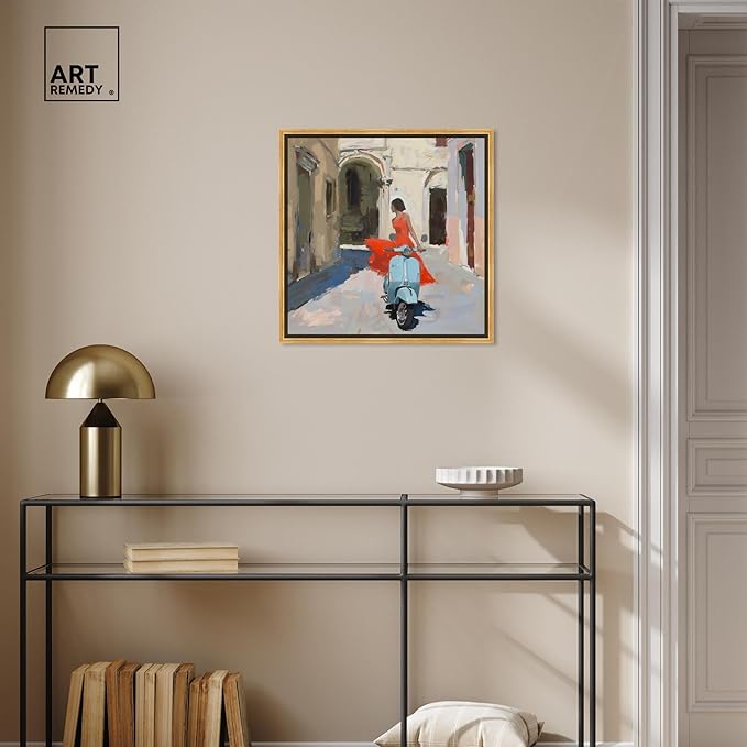 Art Remedy Venice Visits Canvas Classic Landscape Art, Gold Frame, 20" x 20"