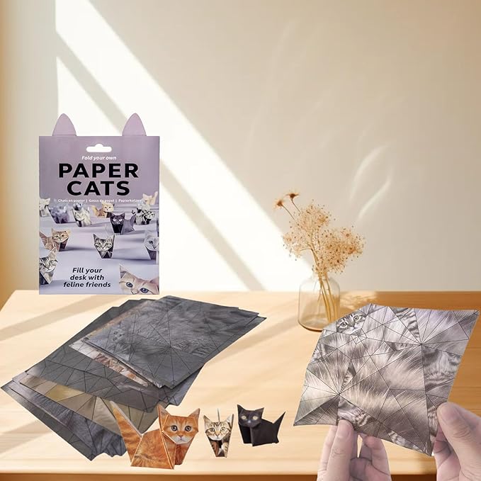 DIY Paper Cats Origami Kit for Making Cute Origami Cat, Crafts for Adults & Kids Activities Paper Cats for Desk Decoration, Gift for Cat Lovers & Valentine’s Day (Dinosaur Origami)