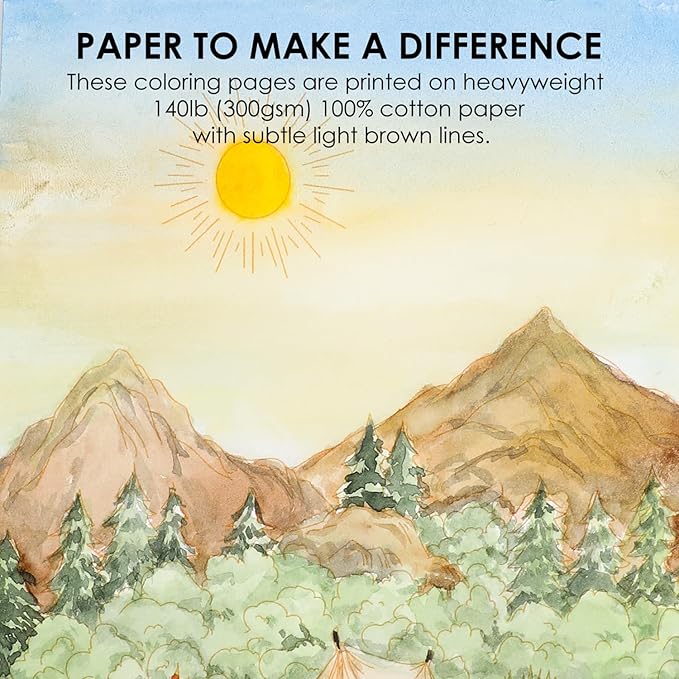 Grabie Watercolor Coloring Book, 15 Sheets A5 (8.3 x 5.8),Watercolor Book for Adults: Ignite Your Artistic Expression on 100% Cotton Paper (Land-Scape)