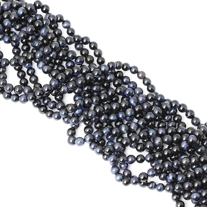60PCS 6mm Natural Blue Tiger Eye Gemstone Round Loose Beads for Jewelry Making DIY Findings 1 Strand 15"