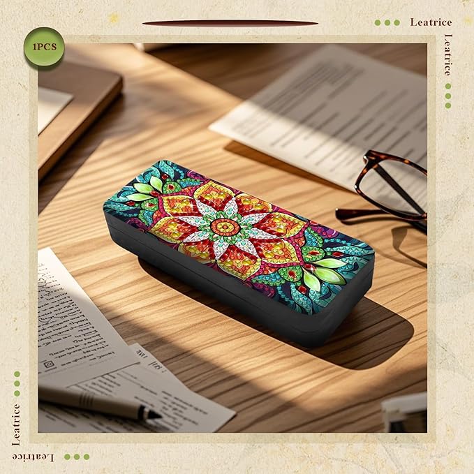 Leatrice Mandala Diamond Art Kits for Adults Small Diamond Painting Kit Eyeglass Case Hard Shell Gem Art Paint by Diamonds Dot 5d Diamond Art DIY for Beginner Women