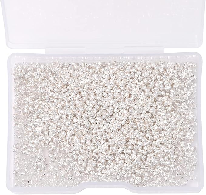 Silver Plated Crimp Beads Non Tarnish 2.5mm 600pcs for Jewelry Making Findings