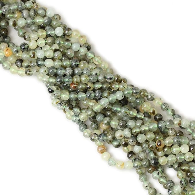 60PCS 6mm Natural Prehnite Gemstone Smooth Surface Round Loose Beads for Jewelry Making 1 String 15 Inches