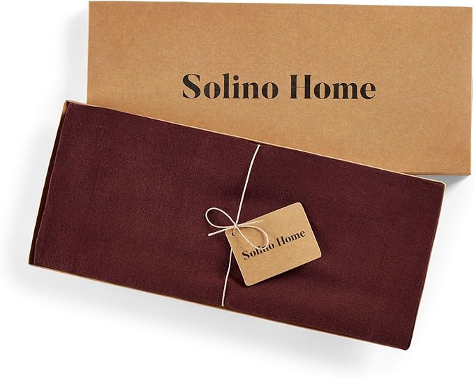 Solino Home 100% Pure Linen Cordovan 60 Inches Table Runner - 14 x 60 Inch for Coffee Tables and Dressers - Sonoma Collection