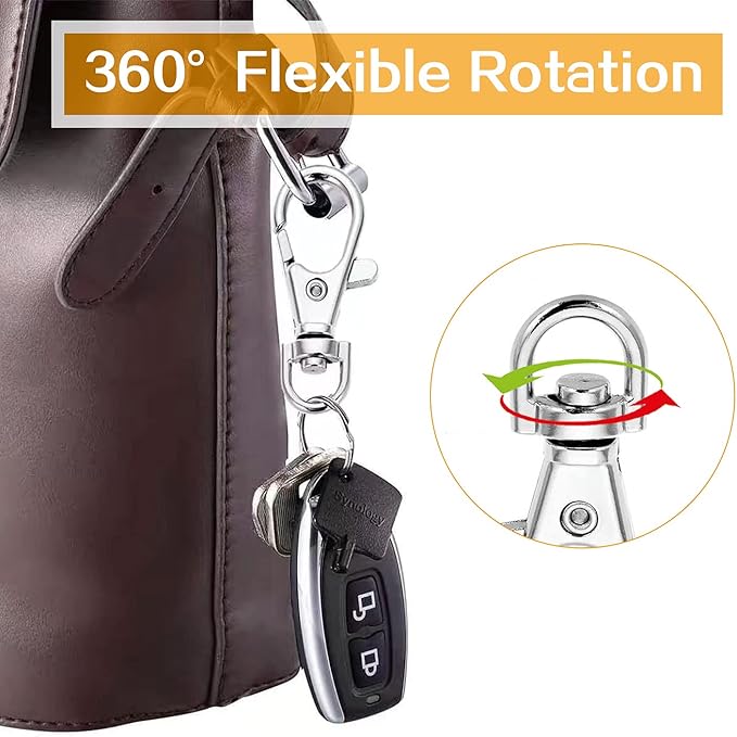 50PCS Premium Swivel Snap Hooks with Key Rings, Metal Swivel Lobster Claw Clasps, 25PCS Small Lobster Claw Clasp Swivel Hook and 25PCS Key Rings for Lanyard, Key, Charm, Jewelry, Art Crafts