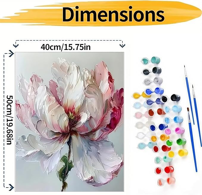 BYGFHLYW Flowers Paint by Numbers Kit for Adults Beginner, Adult Paint by Number Kits on Canvas, DIY Acrylic Watercolor Oil Paint by Number for Home Art Decor 16x20 Inch