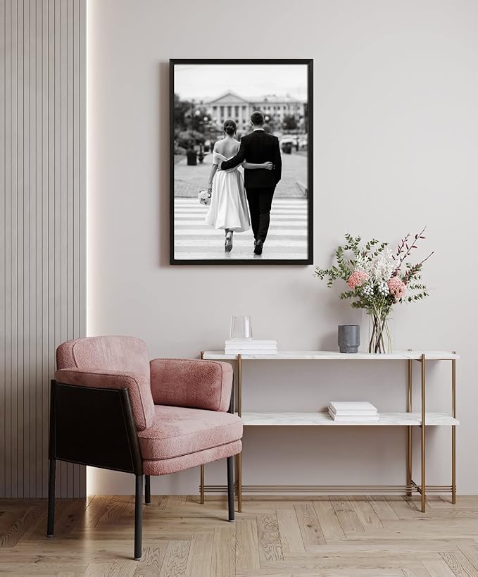 Yaetm 16x24 Poster Frame Black Set of 4, Solid Wood Frame 16 x 24 inches for Pictures, Posters & Art Prints, Wall Gallery for Horizontal and Vertical Wall Mount (4 pack, Anthracite Black)