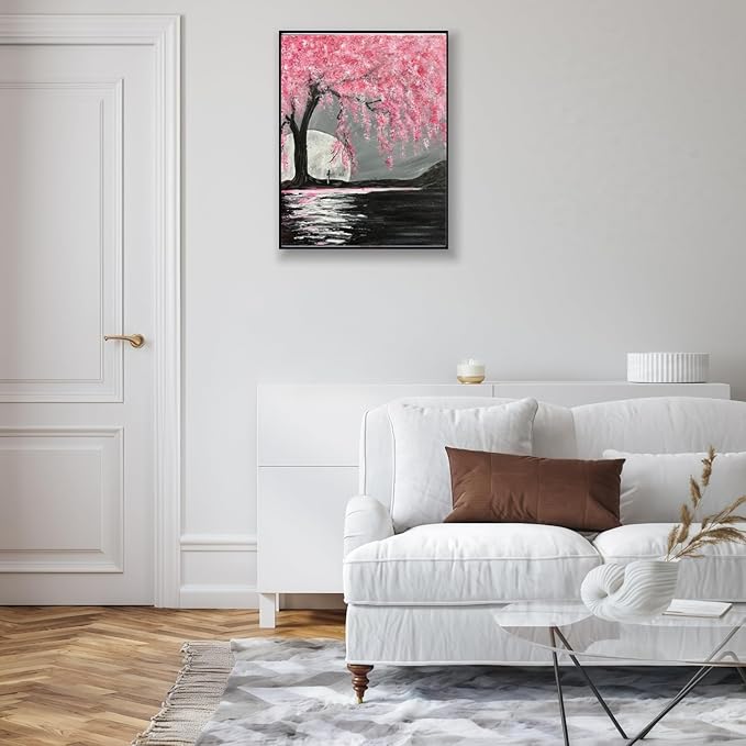 CSZPPQAF Paint by Numbers Kit for Adults Beginner, Cherry Blossom Tree Adult Paint by Number Kits on Canvas,DIY Acrylic Watercolor Easy Oil Painting Kit for Home Wall Decor 16X20inch