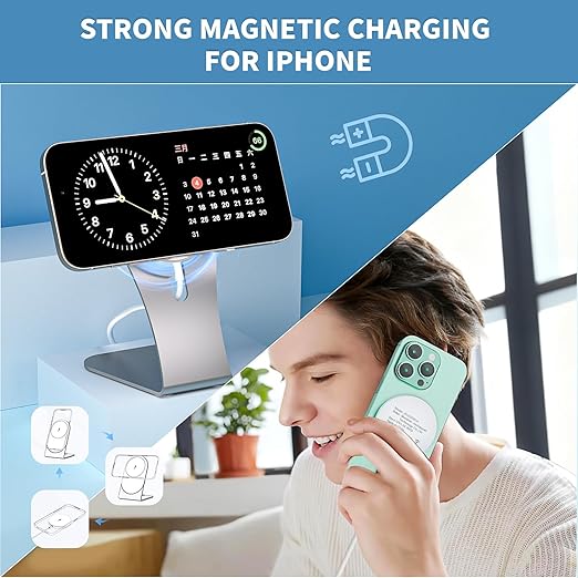 Magnetic Wireless Charger for Apple iPhone 17 Mag Safe Charging,USB-C Charger Block & 6FT 15W Fast Wireless Charging Pad Stand for iPhone 17/17Air/17Pro/17 ProMax/16/16 Plus/15/14/13/12 Series,AirPods