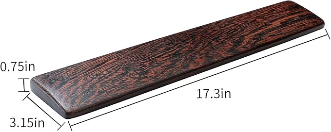 Wooden Keyboard Wrist Rest and Mouse Pad - Solid Wood Palm Rest Guard for Keyboard, Wenge Wood, 17.3in