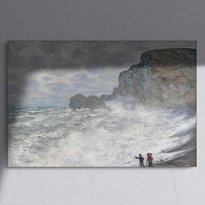 CFIOZYOS 40+ Monet Famous Print Posters Rough Weather at Étretat by Claude Monet Impressionism Poster for Teen Boys Room Wall Art Canvas Painting Print Unframe 24×36inch(60×90cm)