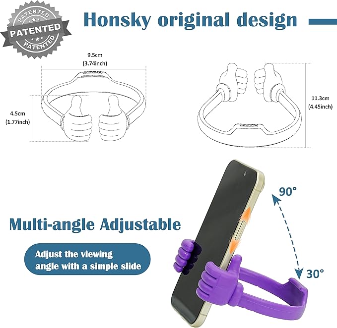 Honsky Cell Phone Stand Holder, Thumbs Up Lazy Phone Stand, Universal Adjustable Flexible, Cute Perfect Stocking Stuffers Gifts for Teen Girls, Compatible with Cell Phones & Tablets,Deep Red