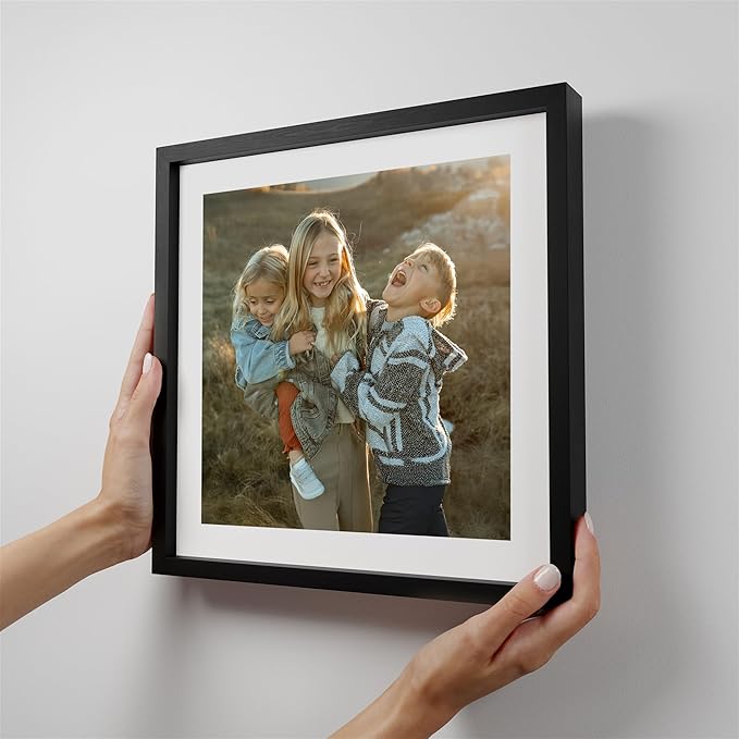 Mixtiles Official - Custom Photo Tiles - Magnetic Wall Frames - Adhesive Sticker, no Nails - Personalized Printed Photos - Various Sizes and Frames - 12x12-1-Tile - Border Black