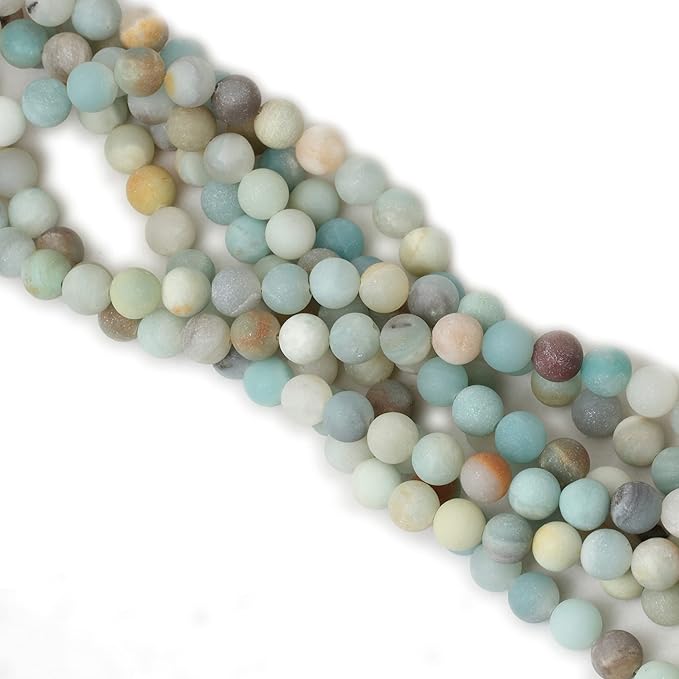 35PCS 10mm Natural Colorful Frosted Amazonite Gemstone Round Loose Beads Stone Beads for Jewelry Making DIY 1 Strand 15"