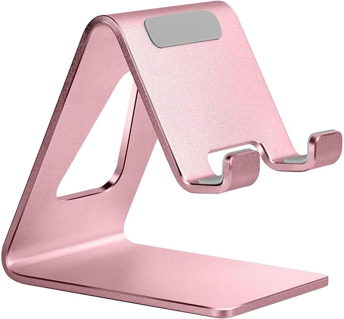 Desk Cell Phone Stand, Phone Holder, Desktop Phone Cradle Dock for iPhone17 16 15 14 pro 11 X Xs max 8 7 6 6s Plus SE 5 5S Samsung All Smart Phones,Pink
