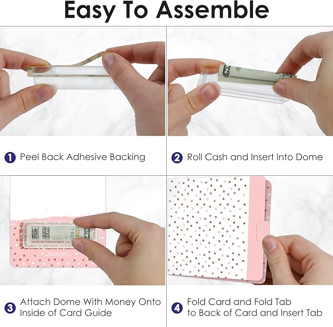Big Dot of Happiness Pink Rose Gold Birthday - DIY Assorted Happy Birthday Party Cash Holder Gift - Funny Money Cards - Set of 6