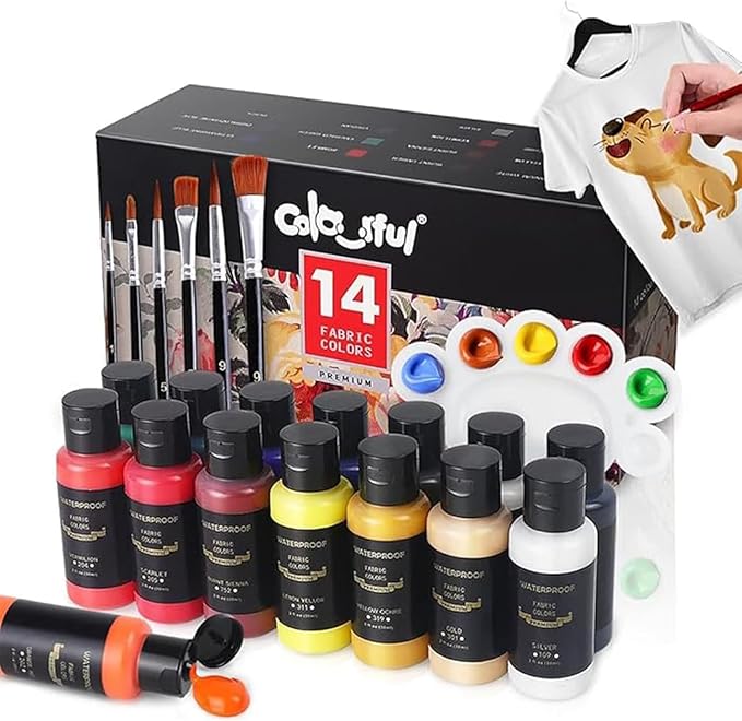Acrylic Paint Set for Kids & Adults - Non-Toxic Rich Pigments Artist Quality Great Color Jars Set for Professional Painting on Canvas, Wood, Fabric and More (14 Colors (1 Ounce Each)) MD-A05