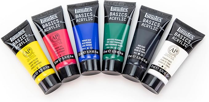 Liquitex BASICS Acrylic Paint Set, 6 x 22ml (0.74-oz) Tube Paint Set, Primary