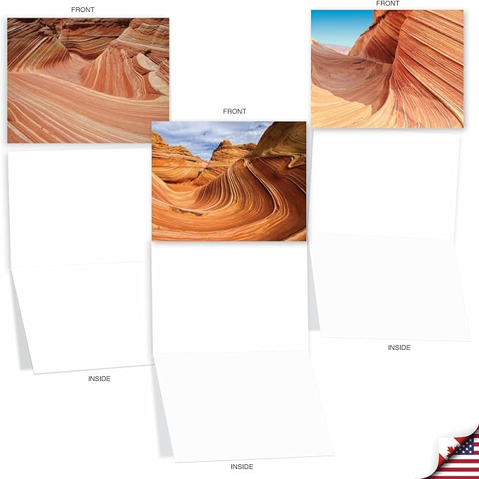 The Best Card Company - Box of 10 All Occasion Cards Blank (4 x 5.12 Inch) - Scenic Landscape Cards Assorted - Carved in Stone M1730BN