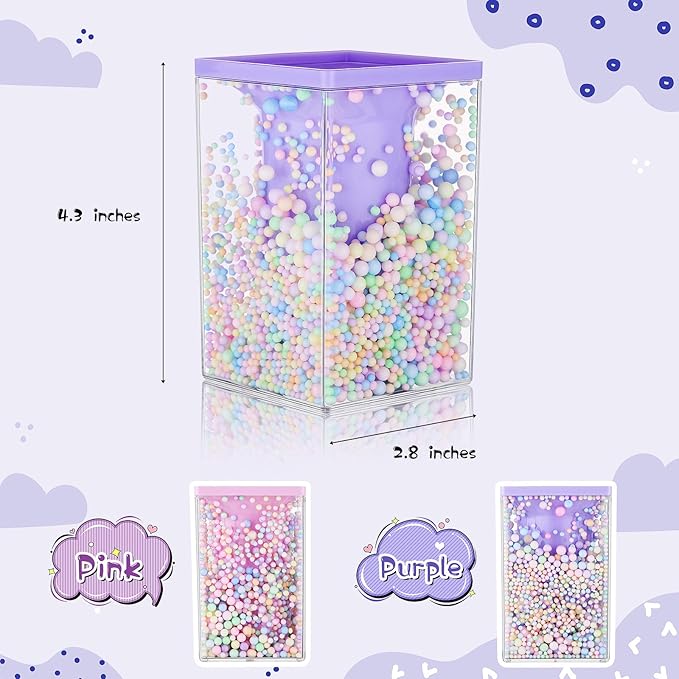 2 Pieces Cute Bubble Pen Holder Multi-purpose Desktop Organizer Back to School Gift Kawaii Office Supplies Pastel Desk Accessories Stationery Makeup Brush Holder with Bubble Ball(Pink and Purple)