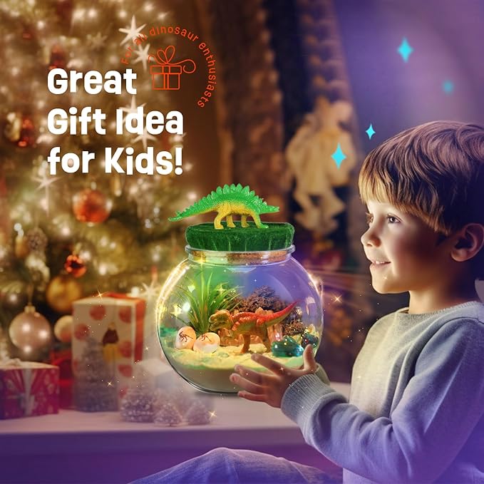 Dinosaur Toys for Kids - Dinosaurs Terrarium Kit for Kids - Birthday Christmas Gifts for Boy Ages 4 5 6 7 8-12 Year Old - DIY Dino Toys for Boys - Arts and Crafts Kit for Kid