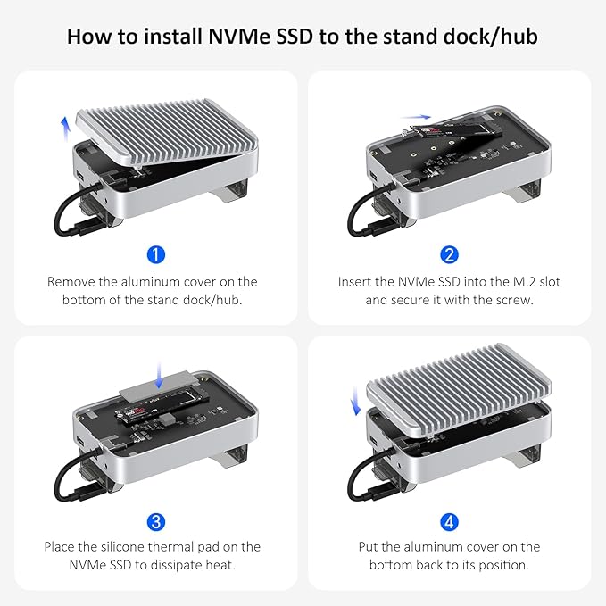 Vertical Station Mac mini M4 M.2 NVMe USB4 SSD Enclosure 40Gbps USB-C Hub Aluminum Fins Dual Host USB-C Ports SD/TF 4.0 USB