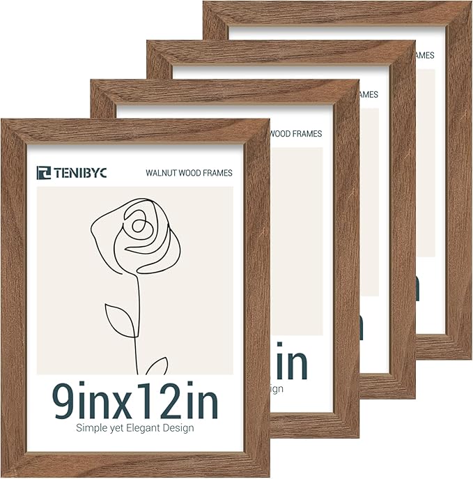 Picture Frame 4 Pack - Solid Wood Poster Photo Frame - Woodgrain Series - Room, Office, Gallery, Studio Display - Wall Hanging