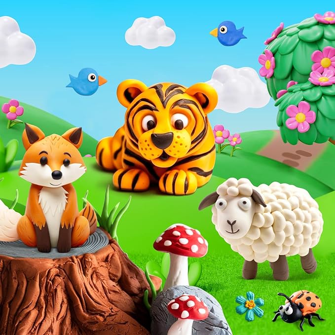 Air Dry Clay 76 Colors, Modeling Magic Clay Set with 5 Sculpting Tools, Gift for Ages 3-12 Boys and Girls