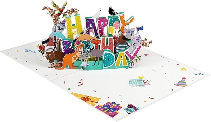 3D Happy Birthday Pop-Up Cards With funny Animal Handmade Gift for Boy, Girl, Wife, Men Inches Aniversary Wedding Christmas Australian animals Birthday Gift for Friend