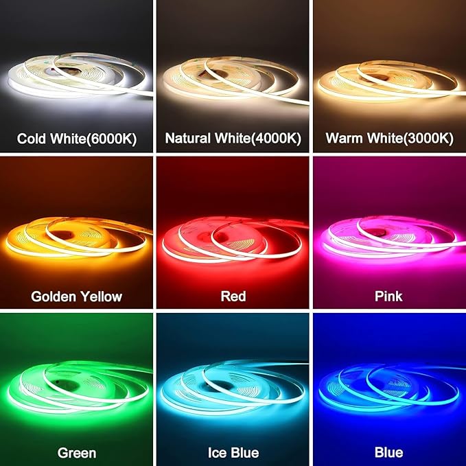 COB LED Strip Light, 16.4FT 24V Red Narrow Width 5mm Super Bright CRI 90+ Dotless LED Tape Light, 400LEDs/M Cuttable Flexible Dimmable Light Strip for Indoor Home Decor (No Power Supply)
