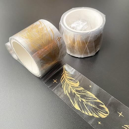 Ovatt PET Transparent Washi Tape Set - Nature Theme Gold Foil Decorative Tape for Crafts, Journals