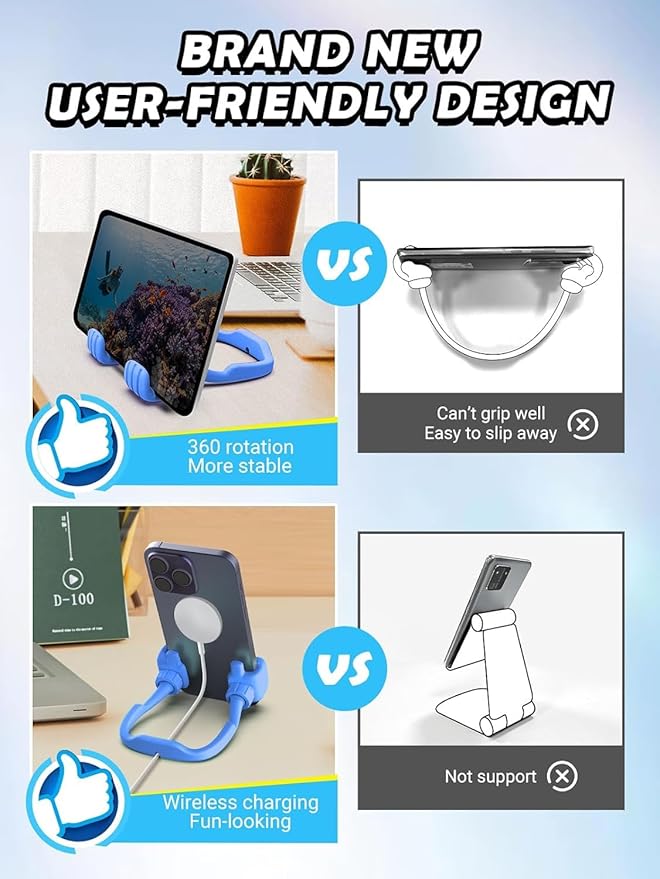 Stocking Stuffers Gifts for Teens Boys Girls Cell Phone Stand: Upgrade for Men Adults Kids Adjustable Lazy Thumbs Up Phone Holder for Desk Cool Gadgets Fun Gifts Ideas for Him Wife