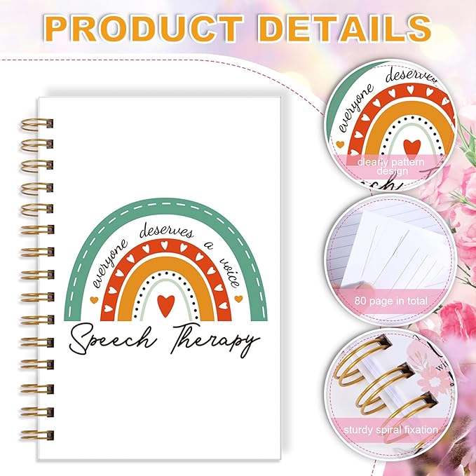 SLP Spiral Journal Notebook - Rainbow Speech Therapist Gifts for Women, SLP Gift for Speech Therapist, Spiral Notebooks Language Pathologist Gift, Everyone Deserves a Voice Journal 5.5x8.3 Inch