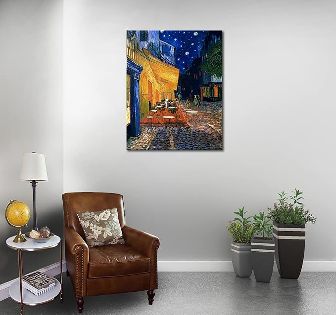 msspart Vincent Van Gogh Canvas Wall Art Cafe Terrace At Night Painting Classic Artwork Picture Print for Home Decor 12"x16"