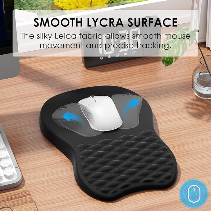 MROCO Ergonomic Mouse Pad with Wrist Support, Wrist Rest Mousepads for Carpal Tunnel Pain Relief, Memory Foam Pad with Massage Bulge and Non-Slip Base for Office, Home, Black